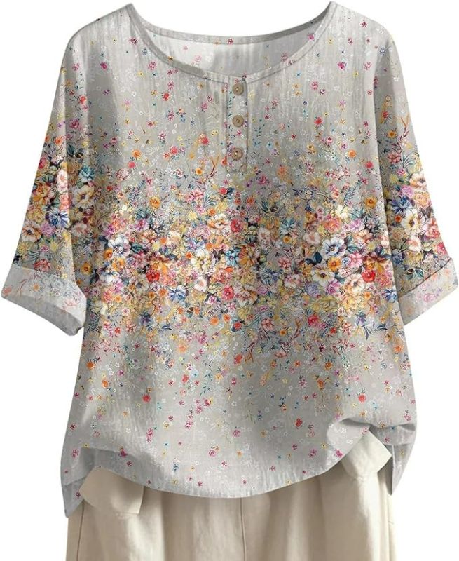Photo 1 of Size 3xl  Linen Shirts Button Down Henley Summer Tops Blouses
