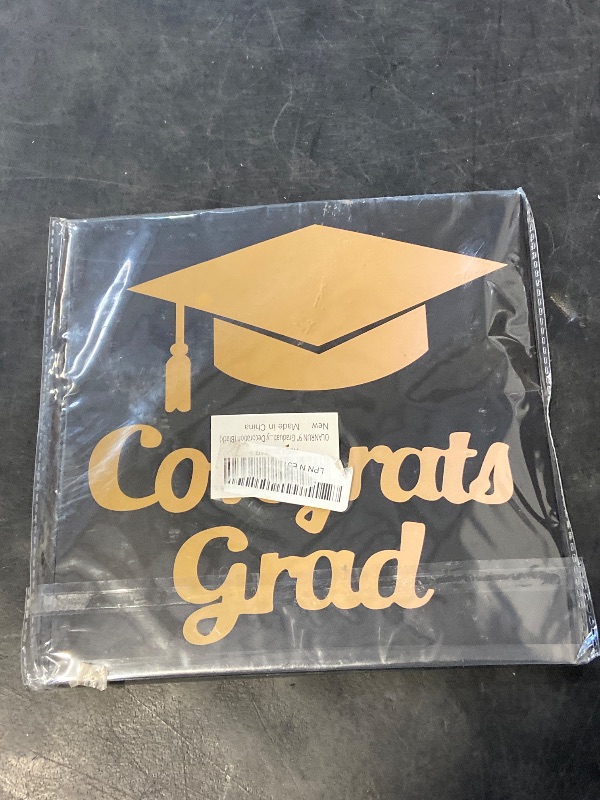 Photo 1 of Graduation Card Box Holder, Congrats Grad Foldable Cardboard Decorations Box for Graduation Party Decoration and Grad Parties (Black)