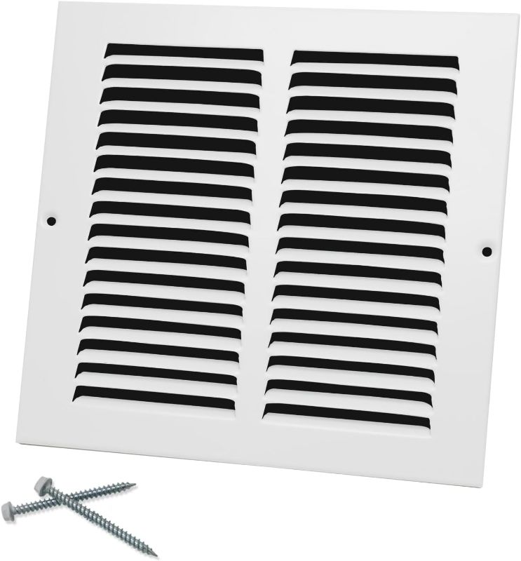 Photo 1 of 8"W x 8"H [Duct Opening Size] Steel Return Air Grille, Air Return Vent Cover for Ceiling and Sidewall - HVAC Air Vent Covers - [Outer Dimensions: 9.75"W x 9.75"H]