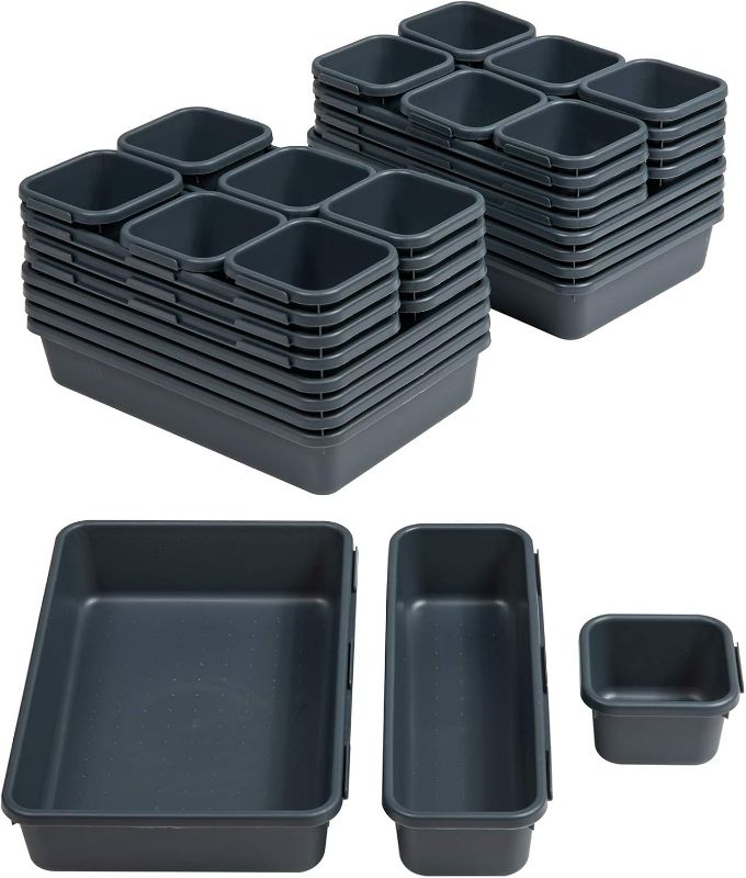 Photo 1 of BYCY 32 PCS Desk Drawer Organizers - Interlocking Tool Boxes with 3 Sizes, Office, Bathroom, Kitchen, Makeup