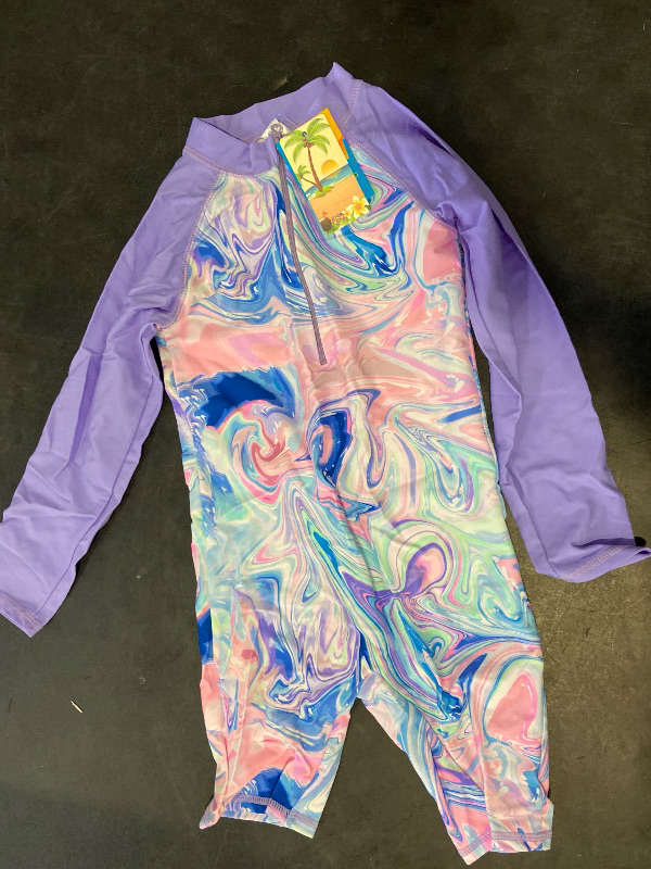 Photo 1 of 4-5 HUAANIUE Baby/Toddler Girls Long Sleeve Zipper Closure Swimsuit One Piece Swimwear with UPF50+ Sun Protection