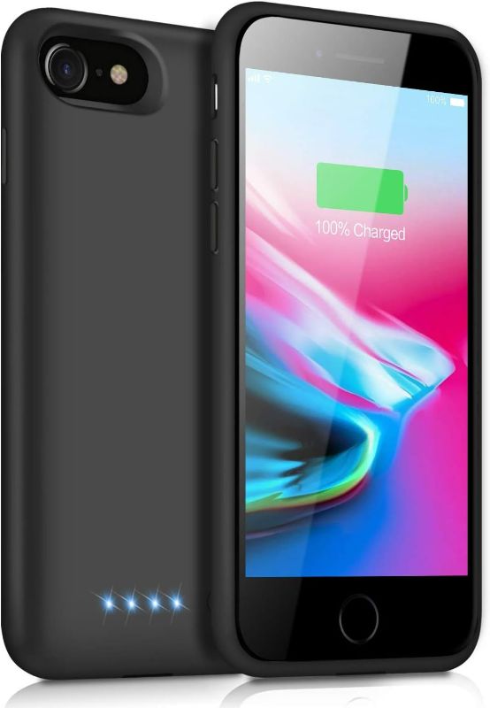 Photo 1 of YHO Battery Case for iPhone 8/7/6s/6/SE(2020), 6000mAh Portable Rechargeable Charger Case for iPhone 6s/6 Extended Battery Pack for iPhone 8/7/SE(2020) Protective Charging Case (4.7 inch) -Black