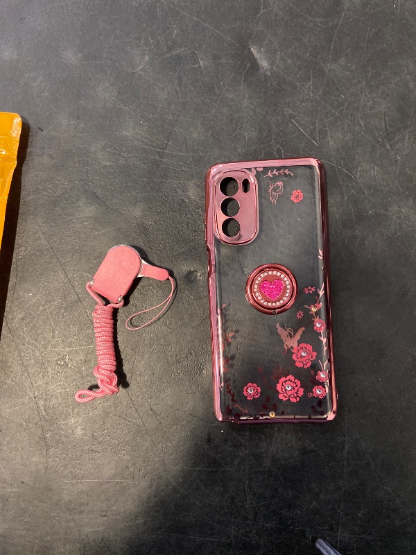 Photo 1 of for Samsung Galaxy S20 FE Case,S20 FE Case for Women, Glitter Crystal Butterfly Heart Floral Slim TPU Cute Girls Protective Cover with Ring Holder Stand+Strap Phone Cases Cover for S20 FE (Rose Gold)
