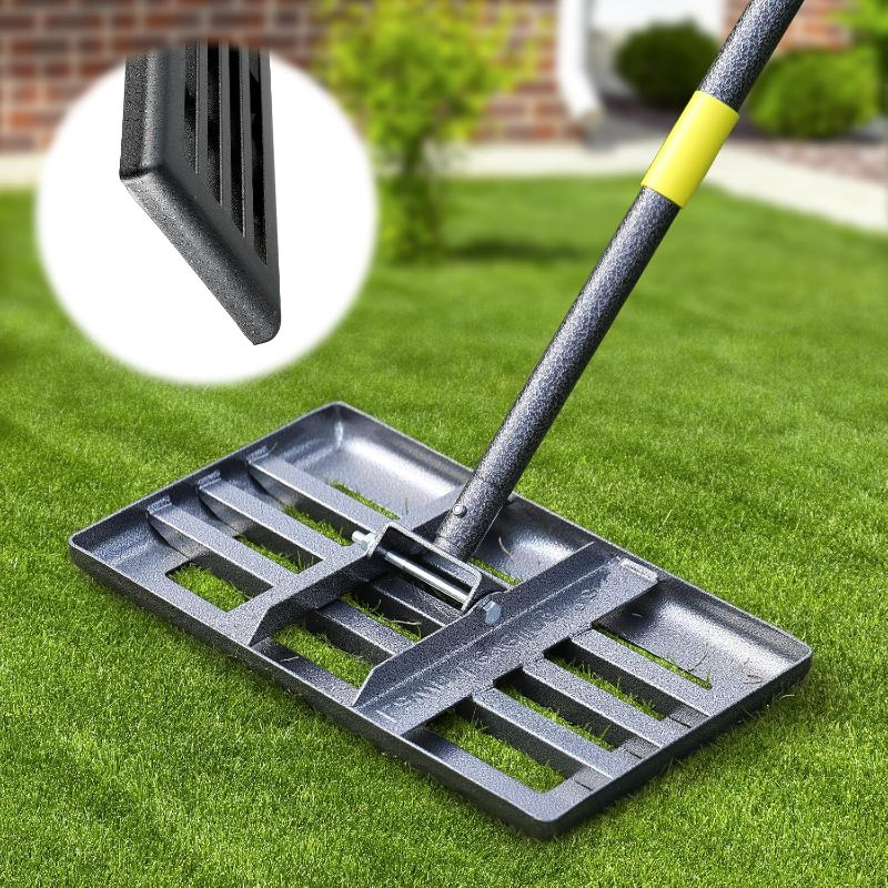 Photo 1 of Lawn Leveling Rake: Anti Flipping 17" x 10" Stainless Steel Lawn Ground Leveler for Soil, Heavy Duty Grass Top Soil Dressing Leveling Rake, Home Lawn,Golf Field,Yard Landscaping Tool, 60” Long Handle