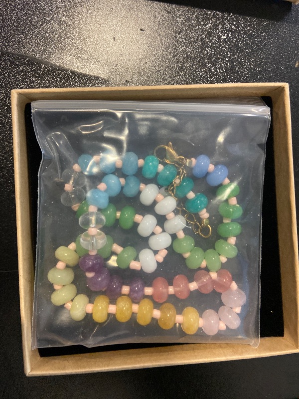Photo 1 of Colorful Gemstone Beaded Necklaces For Women Trendy Rainbow Natural Stone Boho Handmade Stainless Steel Waterproof Strand Necklaces Jewelry For Women Gift