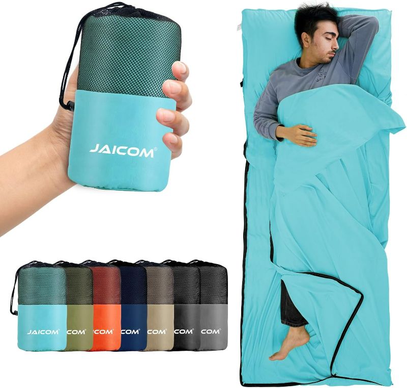 Photo 1 of Sleeping Bag Liner, Sleep Sack Travel Sheets, Two-Way-Zipper Expose Feet Separately, Lightweight for Single, Backpacking,Hotels & Hostels, Camping, Travel, Business