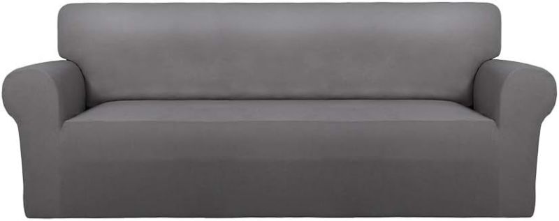 Photo 1 of PureFit Super Stretch Sofa Slipcover – Spandex Non Slip Soft Couch Sofa Cover, Washable Furniture Protector with Non Skid Foam and Elastic Bottom for Kids, Pets Sofa, Light Gray