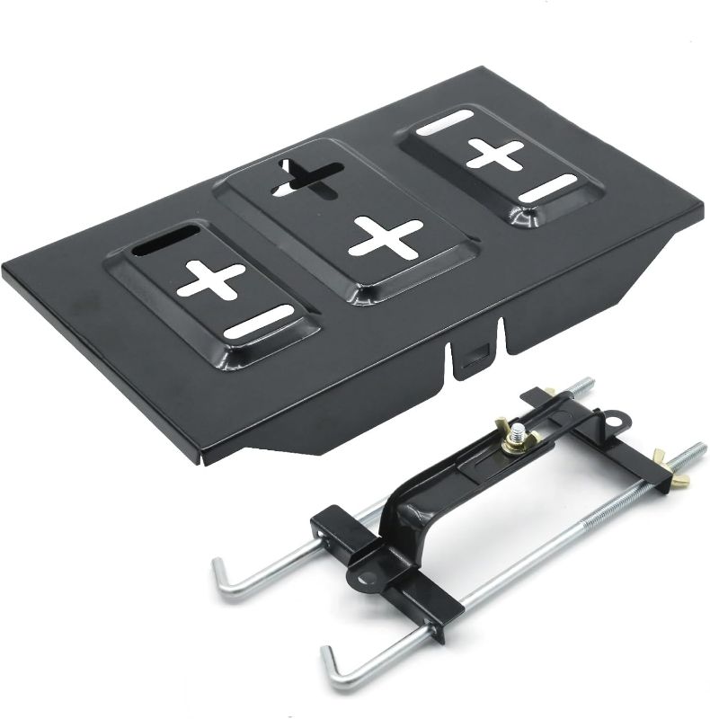 Photo 1 of Battery Hold Down Tray Kit, 23cm Bolt with 28cm Battery Tray, Corrosion-Resistant Steel Storage Battery Holder Adjustable Bracket Clamp for Car Boat Marine