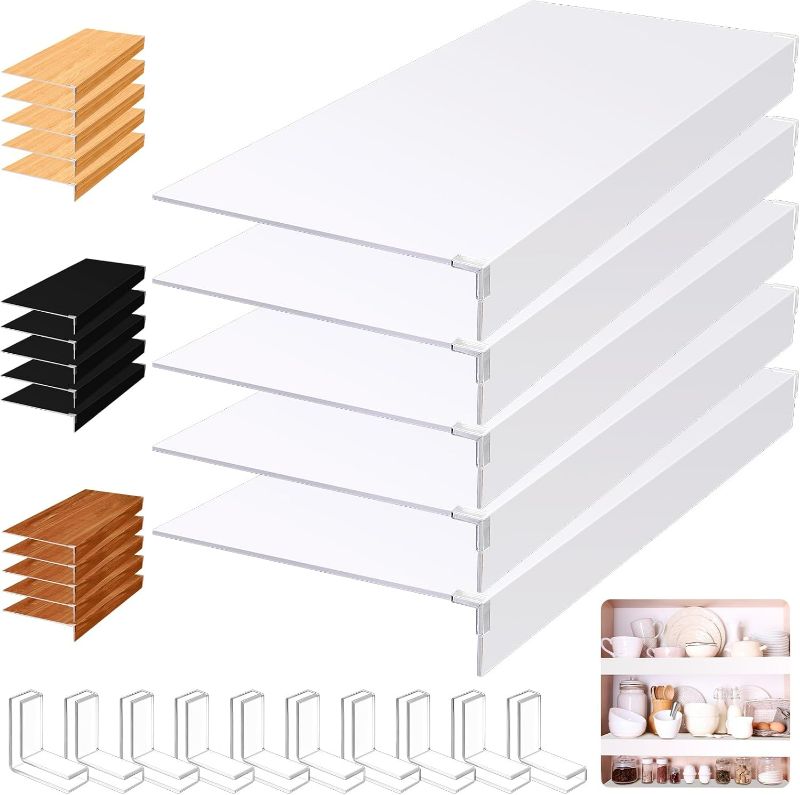 Photo 1 of Hoolerry 5 Pcs Wire Shelf Covers Foamed PVC Wire Rack Covers for Removable Closet (Not Wood) Pantry Shelves for Cabinet Bathroom Kitchen Shelving Decoration(White,31x12 Inch)