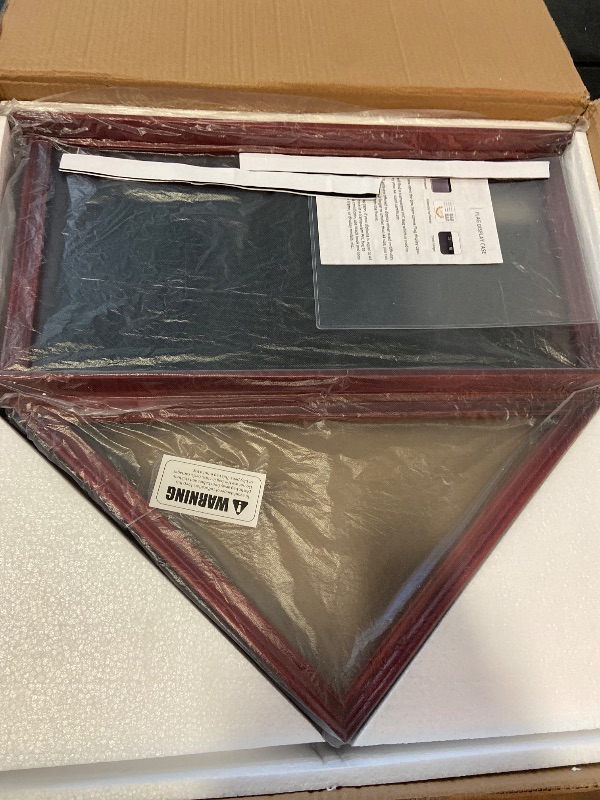Photo 1 of American Veteran Mahogany Memorial Flag Case with HD Tempered Glass for 5' X 9.5' Folded Burial Flag, Certificate Holder