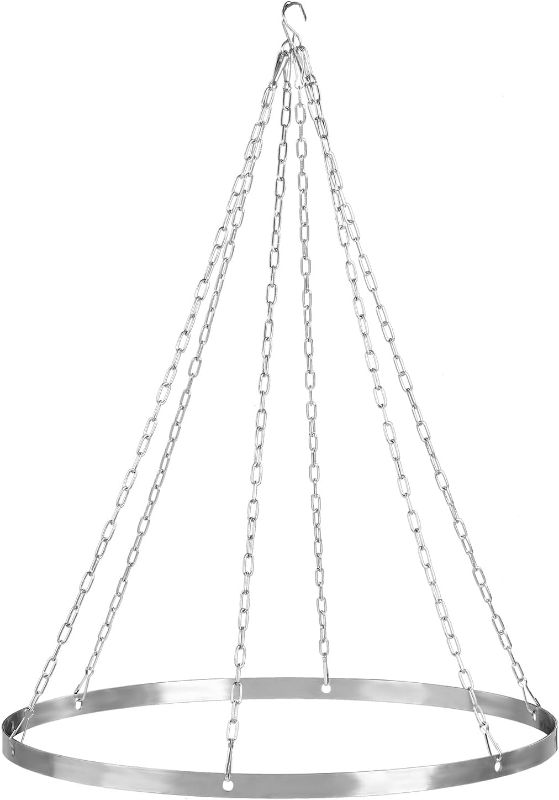 Photo 1 of 24 Inches Silver Metallic Ceiling Drapes Hanging Kit for 6 Panels Wedding Drapes Decorations Canopy Hoop Metal Hardware Kit