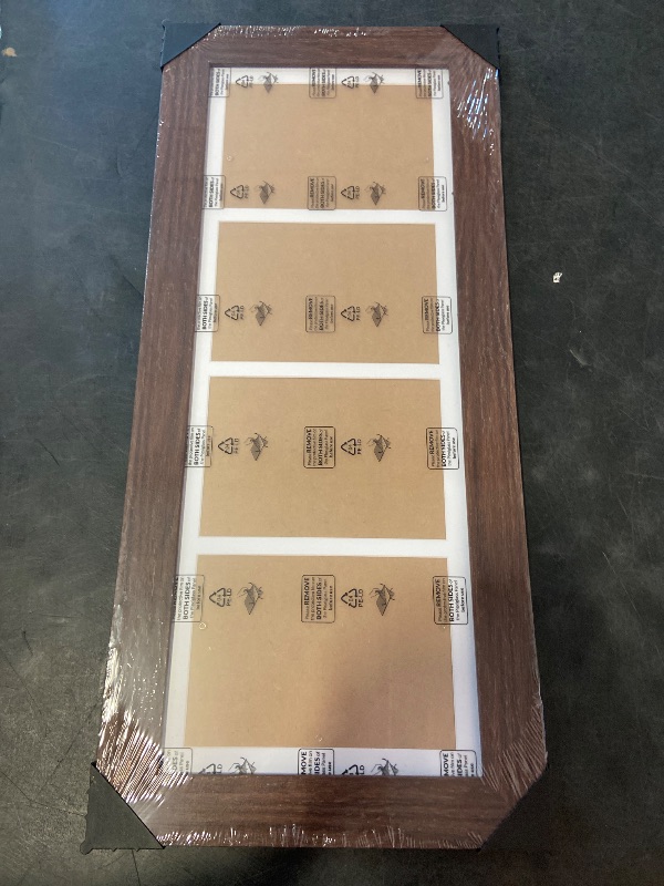 Photo 1 of 8x21 Picture Frame Display 4 opening 5x7 Collage Picture Frame,Multi Photo Frame with Mat,Plexiglass,Horizontal and Vertical Formats for Wall Decor,Walnut Wood Grain