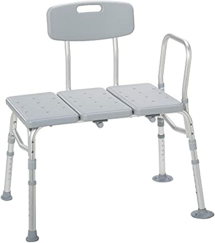 Photo 1 of Drive Medical 12011KD-1 Tub Transfer Bench For Bathtub, Height Adjustable Shower Bench with Backrest, Shower Shower Chair Bath Seat for Elderly, Seniors, Arm Support for Transfer, 400 Weight Cap