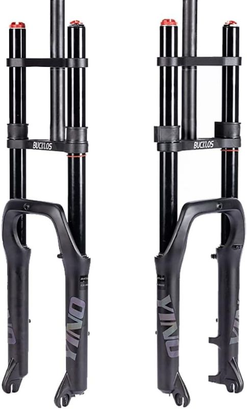Photo 1 of BUCKLOS 20 inch 4.0 Fat Tire E-Bike Air Suspension Fork, 180mm Travel Spacing Hub 135mm Straight Tube MTB Manual Lockout 9mm QR Mountain Bike Double Shoulder Electric Bicycle Front Forks Snow Beach