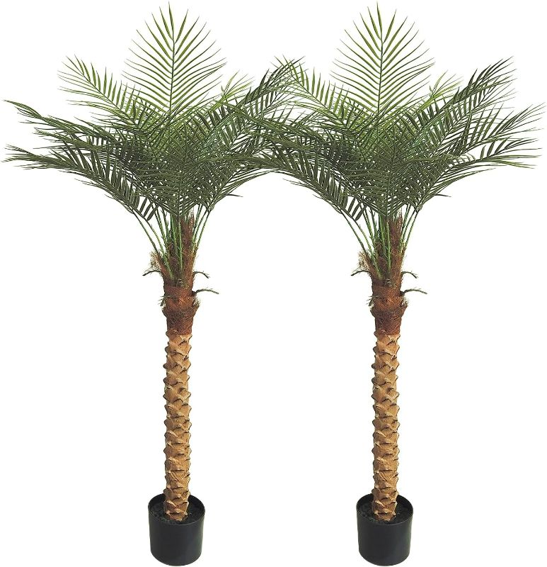 Photo 1 of 2-Pack 4.8ft Tall Artificial Palm Trees for Outdoors - Large Phoenix Palm, UV-Resistant, Large Fake Sago Palm Trees - Perfect for Patio, Poolside & Indoor Home Décor