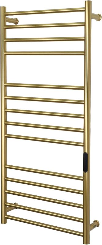 Photo 1 of Luxury 14 Bars Towel Warmer Rack, Wall Mounted Heated Towel Rack with Timer & Temperature Control, Electric Gold Towel Warmers for Bathroom (14 Bars Brushed Gold A, Hardwired)