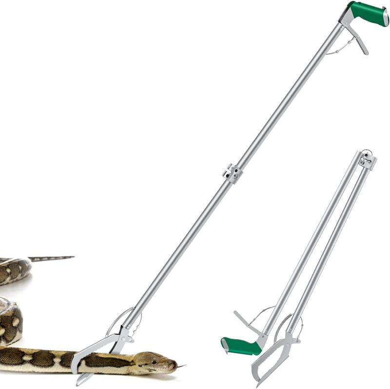 Photo 1 of 60“ Snake Tongs Collapsible Grabber, Professional Reptile Snake Catcher Wide Jaw Handling Tool, Stainless Steel Snake Hook