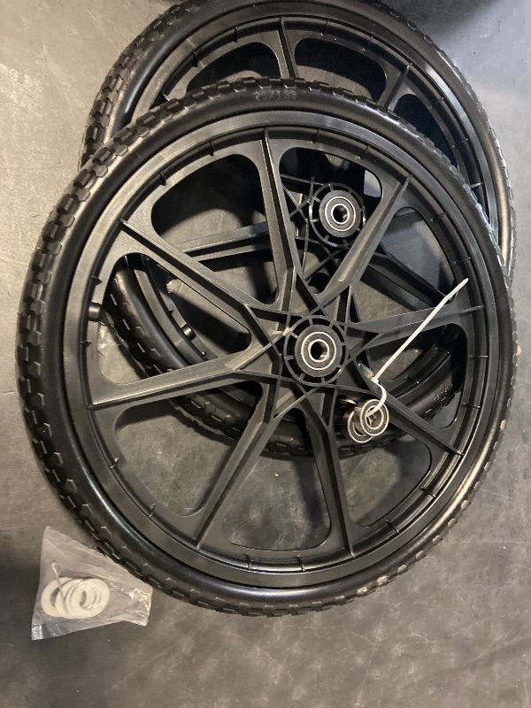 Photo 1 of Upgraded 20" Flat Free Wheels Compatible with rubbermaid Wheelbarrow Tires, 20" Flat Free Tires with 5/8" Bearings Replacement for rubbermaid Cart Wheels/Big Wheel Utility Carts(5/8" Bearings)