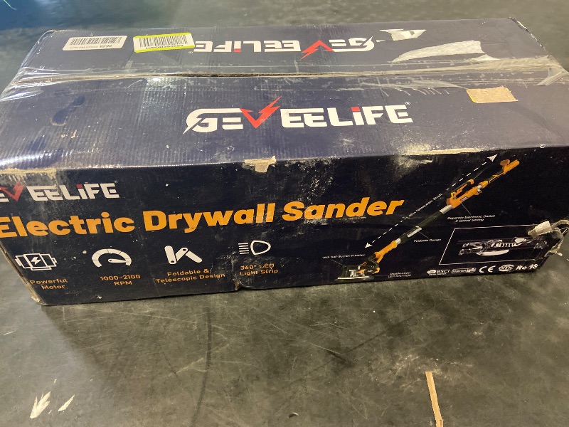 Photo 1 of GEVEELIFE Drywall Sander, 880W 7.33A Electric Drywall Sander with Vacuum Dust Collector, 5 Variable Speed 1000-2100RPM, LED Light, Foldable & Extendable Handle, 12 Sanding Discs