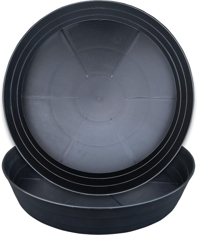 Photo 1 of 20 Inch Extra Large Plant Saucers, Extra-Deep 3.7 in Black Drip Trays for Flower Pot, Heavy Duty Drainage Tray Indoors No Holes, 2 Pack Plastic Planter Plate Water Catcher for Pots Base 16 17 18 in