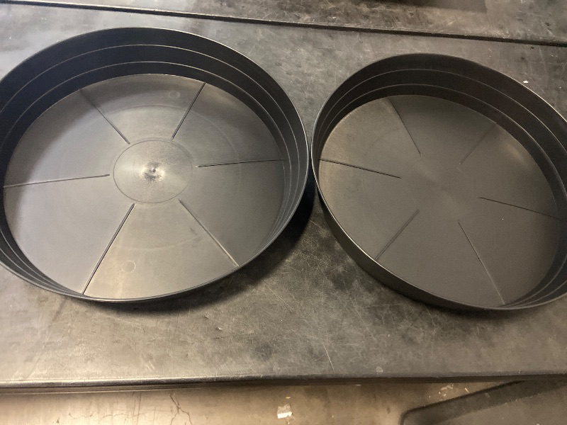 Photo 1 of 20 Inch Extra Large Plant Saucers, Extra-Deep 3.7 in Black Drip Trays for Flower Pot, Heavy Duty Drainage Tray Indoors No Holes, 2 Pack Plastic Planter Plate Water Catcher for Pots Base 16 17 18 in