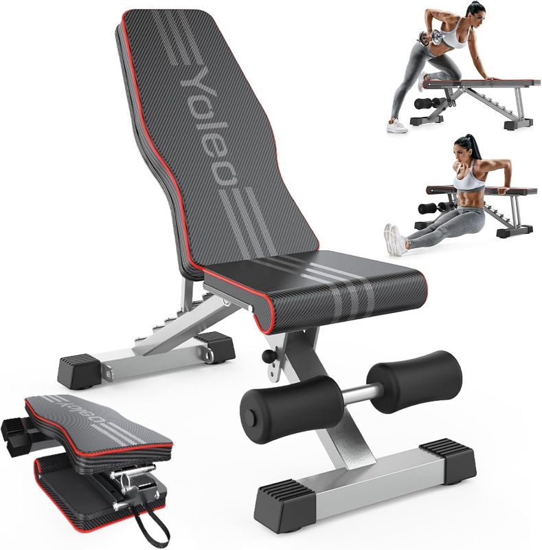 Photo 1 of Yoleo Adjustable Weight Bench for Full Body Workout, Foldable Bench Press Bench of Home Gym Strength Training, Incline Decline Flat Utility Workout Bench with Quick Folding & Fast Adjustment
