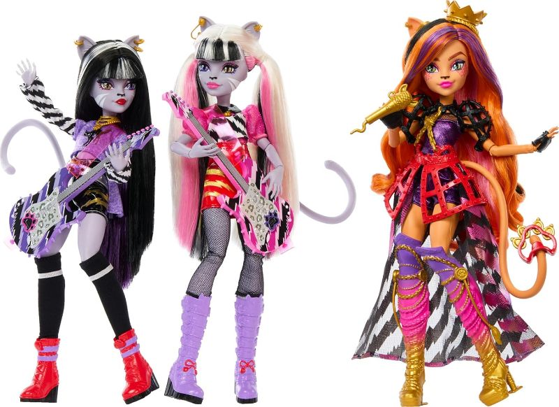 Photo 1 of Mattel Monster High Dolls, the Hissfits Band three-Pack With Toralei Stripe, Meowlody And Purrsephone