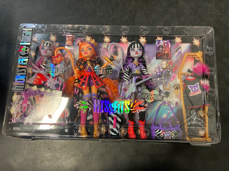 Photo 1 of Mattel Monster High Dolls, the Hissfits Band three-Pack With Toralei Stripe, Meowlody And Purrsephone