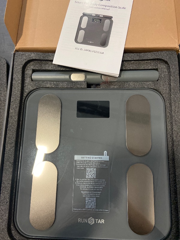 Photo 1 of RunStar Digital Bathroom Scale for Body Weight, Body Fat, BMI 28 Measurements, Innovative 8-Electrode Smart Scales FSA&HSA Eligible with Voice Prompt Function High Accurate Bluetooth Weight Machine