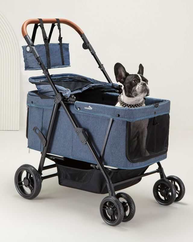 Photo 1 of (NAVY) Dog Stroller for Large & Medium Dogs (20–132 lbs), Pet Stroller for 2 Small Dogs, Extra Large Heavy Duty, Foldable & Ventilated, Pink or Navy