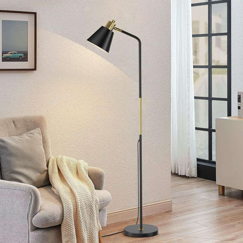 Photo 1 of Industrial Floor Lamps for Living Rooms & Bedrooms - Rustic Farmhouse Reading Lamp - Standing, Adjustable Metal Heads Indoor Task Lighting for Living Room Bedroom Office Home Décor (Black-Large)