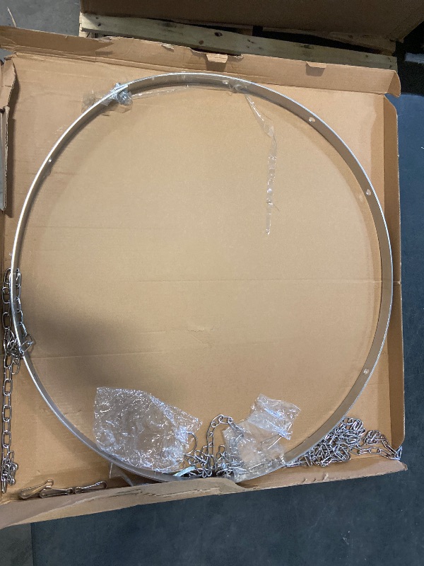 Photo 1 of 24 Inches Silver Metallic Ceiling Drapes Hanging Kit for 6 Panels Wedding Drapes Decorations Canopy Hoop Metal Hardware Kit
