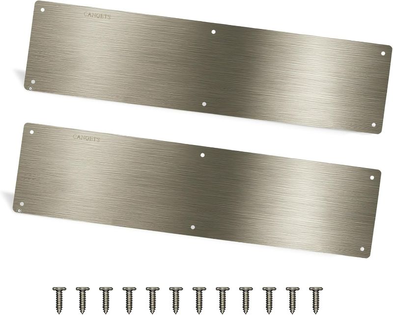 Photo 1 of Door Push Platee, Metal Kickplate for Bottom of Door,4x22 inch Aluminum Metal Plate Rounded Corners for Interior and Exterior Doors (Brushed Nickel 2 Pack)