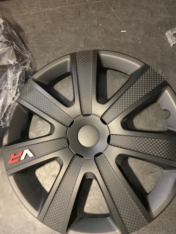 Photo 1 of Alpena VR Carbon Vehicle Wheel Covers, Premium European-Made Rim Covers with 3-Step Retention System, Durable Hub Caps Fits Most Steel Wheels, Set of 4, 16 inch, Black