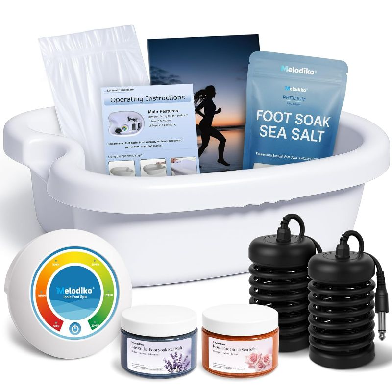Photo 1 of Ionic Foot Bath Detox Machine, Premium Ion Foot Spa for Home Use, Includes 3 Sea Salts (Original/Rose/Lavender), Basin, 2 Ion Arrays & Accessories, Perfect for Parents/Seniors/Partner/Self