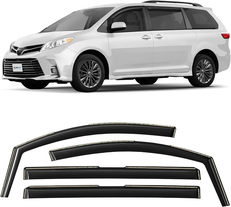 Photo 1 of CLIM ART in-Channel Incredibly Durable Rain Guards for Toyota Sienna 2011-2020, Original Window Deflectors, Vent Window Visors, Vent Deflector, 4 pcs. - 611025