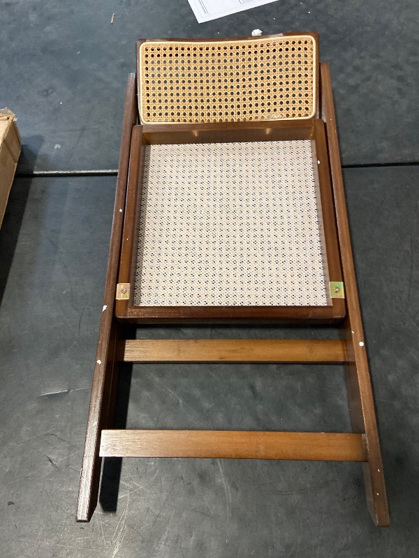 Photo 1 of Rattan Folding Chair, Modern Mid Century Dining Chairs Set of 1, Comfy Outdoor Bamboo Chairs for Bedroom Living Room Reading Room Dining Kitchen, Walnut