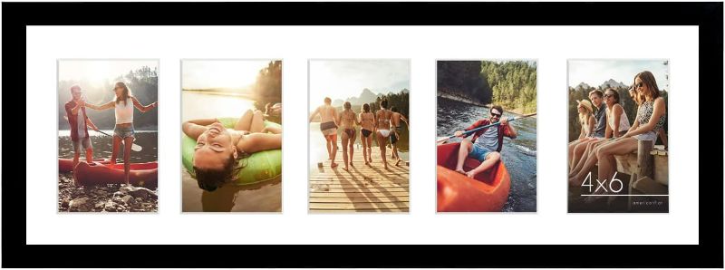 Photo 1 of 2 pack - Americanflat 8x24 Collage Picture Frame with Five 4x6 Displays in Black - Composite Wood with Shatter Resistant Glass - Horizontal and Vertical Formats for Wall