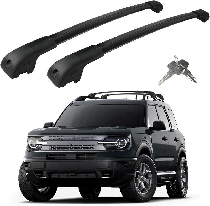 Photo 1 of Roof Rack Cross Bars Compatible with Ford Bronco Sport On-Road Base & Bigbend 2021-2024 & Outer Banks 2021 & Heritage Edition 2023,Adjustable 300LBS Anti-Theft Lock Crossbar for Bike,Snowboard,Luggage