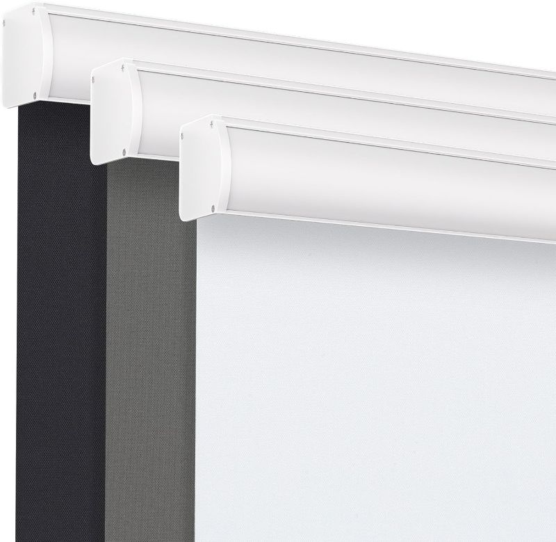 Photo 1 of Grandekor Cordless Roller Shades for Windows, Blackout Blinds Room Darkening Pull Down Shades with Free-Stop System, Thermal Insulated UV Protection for Home Office,White 35"x72"