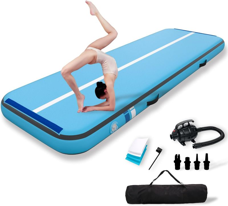 Photo 1 of Inflatable Gymnastics Mat 10ft/13ft/16ft/20ft L x3.3ft W x8" Thick Non-Slip Air tumbling Track Mat for Home & Outdoor Training | Includes Pump & Carry Bag – Durable & Safe for Kid & Adult