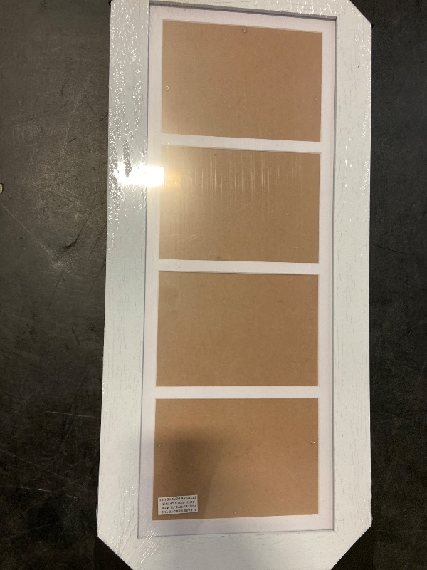 Photo 1 of 8x20 Picture Frame Display 4 opening 4X6 Picture Frame Collage,Multi Photo Frame with Mat,Plexiglass,Wall or Tabletop Decor,Distressed White Wood Grain
