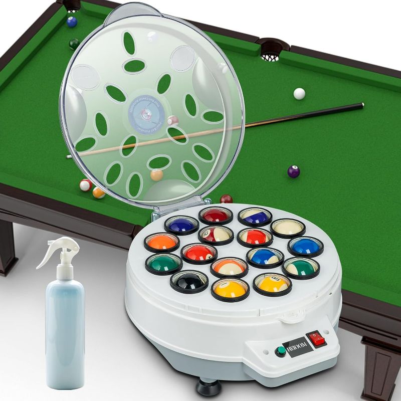 Photo 1 of Pool Ball Cleaner Pool Ball Polishing Cleaning Machine Billiard Ball Cleaner Electronic Pool Balls Polishing for 16 Billiard and Snooker Balls 110V 180V
