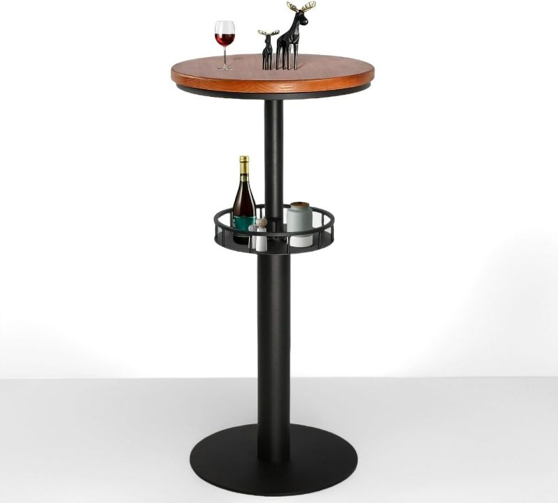 Photo 1 of 41inch Vintage Bar Table Industrial Pub Table with Metal Shelf for Storage Farmhouse Bistro Tables Wooden Top Cocktail Table for Home Office Cafe House Kitchen Dining Room