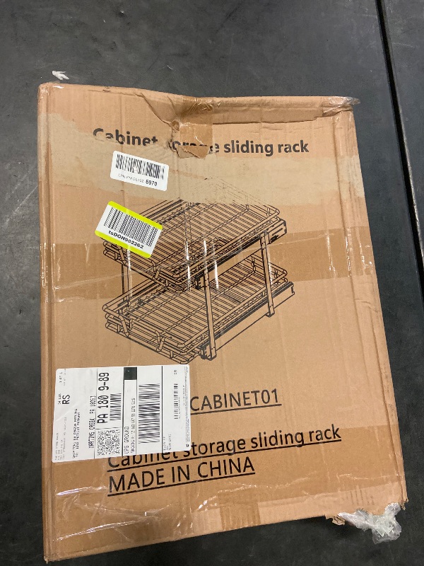 Photo 1 of 2-Tier Kitchen Cabinet Pull Out Shelf and Drawer Organizer Slide Out Pantry Storaqe Basket in Multiple Sizes (18" W x 21" D)