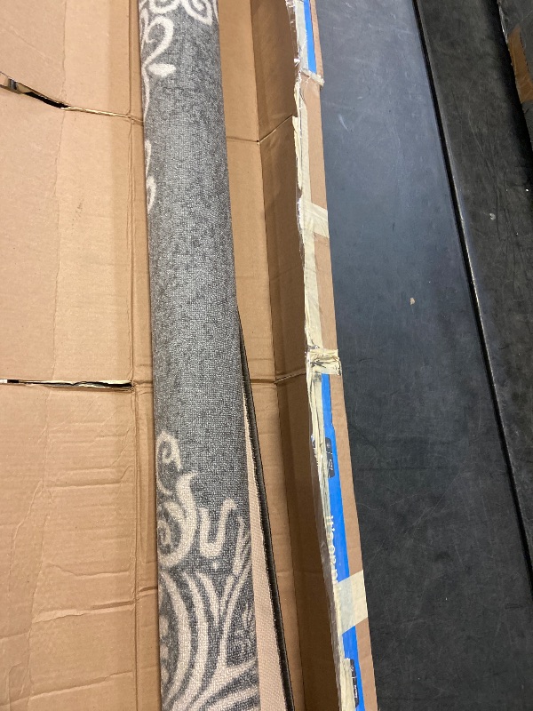 Photo 1 of Antep Rugs Alfombras Modern Floral 5x7 Non-Skid (Non-Slip) Low Profile Pile Rubber Backing Indoor Area Rugs (Gray, 5' x 7')