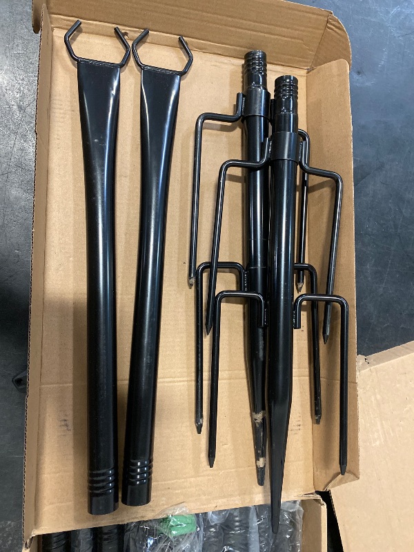 Photo 1 of AILBTON 10Ft String Light Poles 2 Pack,Light Poles for Outside Lights,Outdoor with Fence Brackets Hanging Lights,Metal Stand Deck Patio Backyard