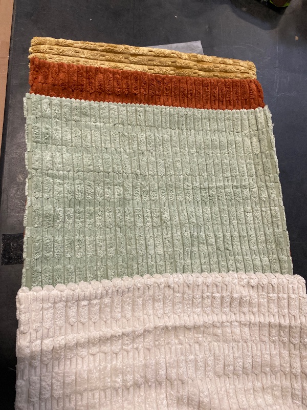 Photo 1 of Fancy Homi 4 Pack Multi Color Decorative Throw Pillow Covers 18x18 Inch for Living Room Couch Bed Sofa, Farmhouse Boho Fall Home Decor, Soft Striped Corduroy Square Cushion Case 45x45 cm