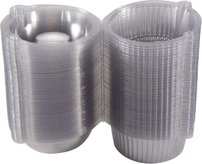 Photo 1 of 100 Pieces of Transparent Plastic Single Cupcake Cake Box Muffin Dome Holder Box
