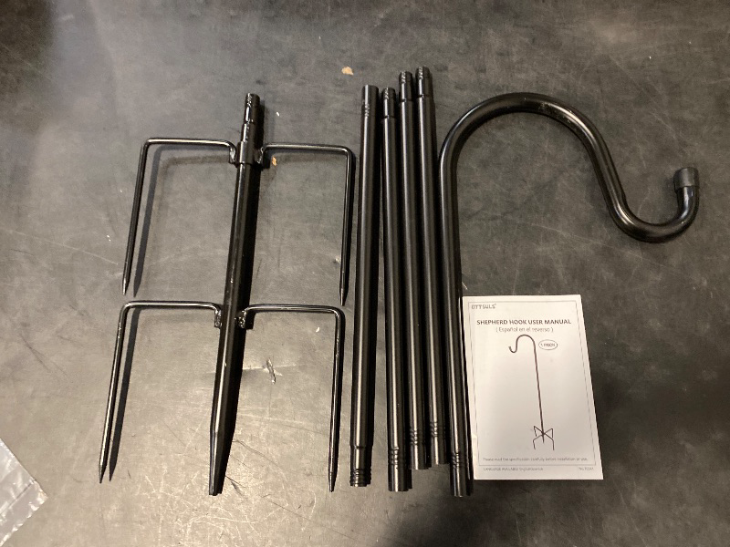 Photo 1 of Shepherd Hook with Base, Outdoor Hook Stand with 5 Prongs, Metal Hooks for Weddings, Bird Feeders, Solar Lights, Flower Basket